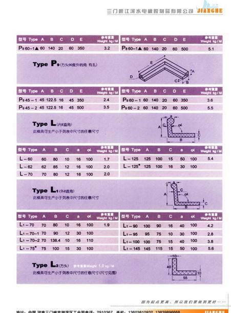 轉(zhuǎn)角與L型水封對照表